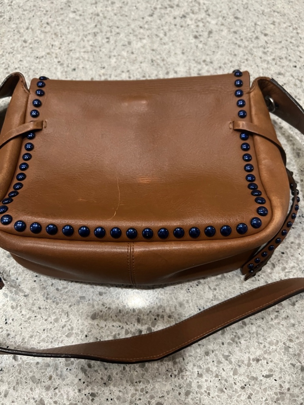 Coach Brown Leather Rivets Dakotah Crossbody Bag AS IS - Picture 13 of 14